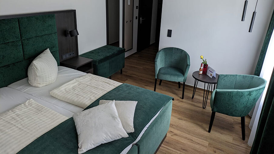 Modern hotel rooms at Seehotel Ecktannen